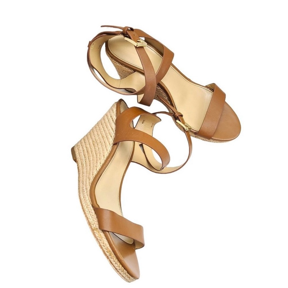 Michael Kors Brown Criss Cross Ankle Strap Espadrille Wedge Heel Sandals